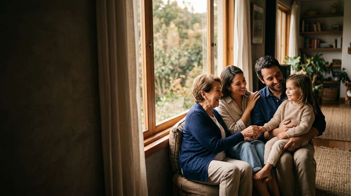 Familia compartiendo un momento cálido en casa